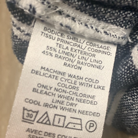 Womens LOFT Linen Blend Stripe Button Down‎ Frayed Sleeveless Top Shirt - Picture 6 of 6